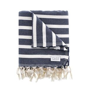 Cape Craftsmen Striped Navy and White Throw Blanket